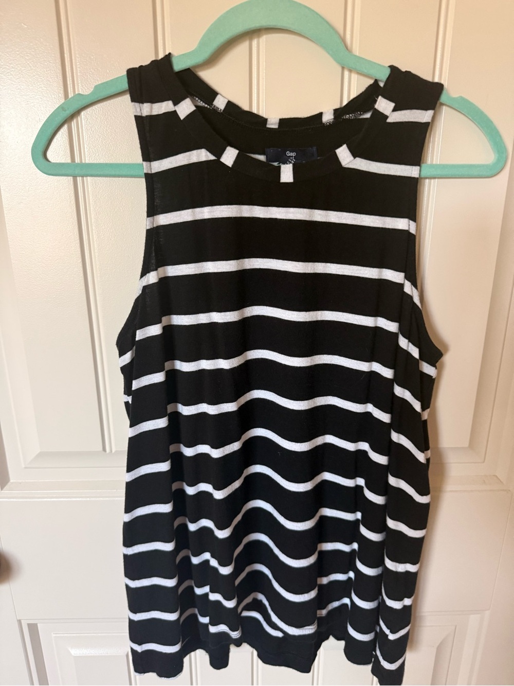 GAP Black and White Striped Sleeveless Tank